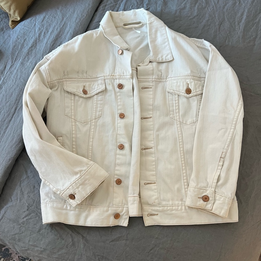 FREE PEOPLE— white denim jacket